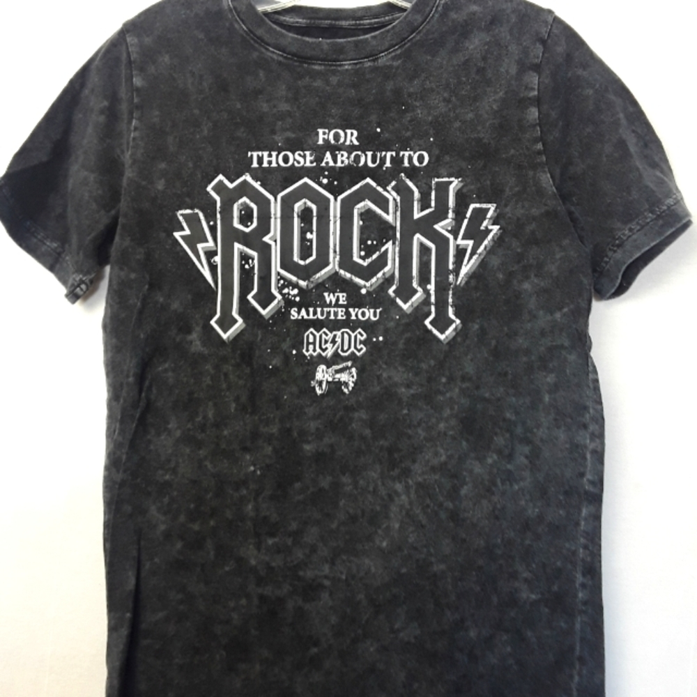 AC/DC Gray Crew Neck Short Sleeve Cotton Graphic ROCK Band Tee Size Juniors XL